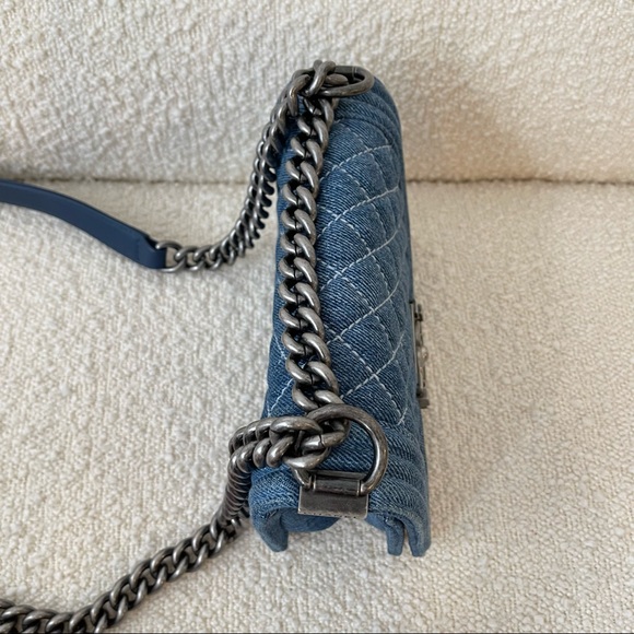 Chanel Denim Blue Quilted Small Boy Flap Purse Crossbody - Picture 13 of 16